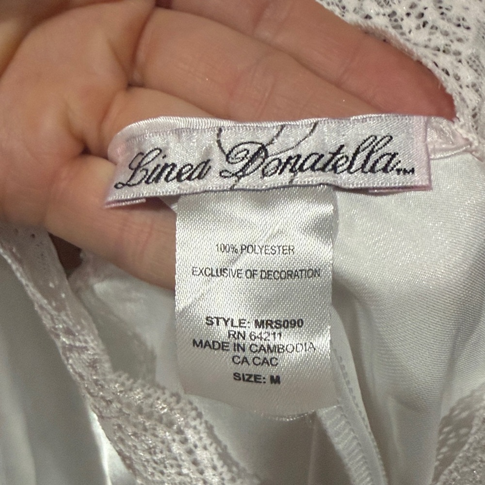 Linea Donatella White Lace Chemise Bridal Special Occasion satin dress W Size M - Picture 3 of 6